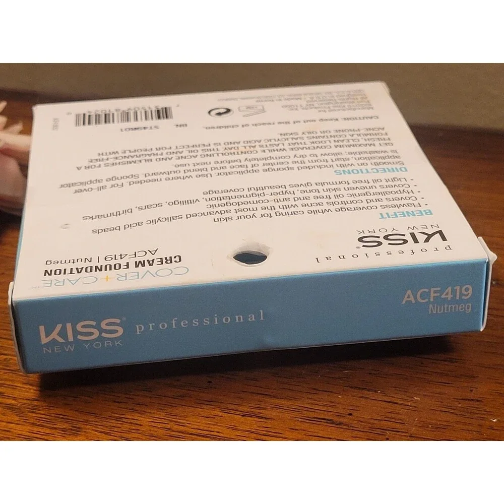 Kiss New York Cover + Care Cream Foundation ACF419 NUTMEG Acne Salicylic Acid